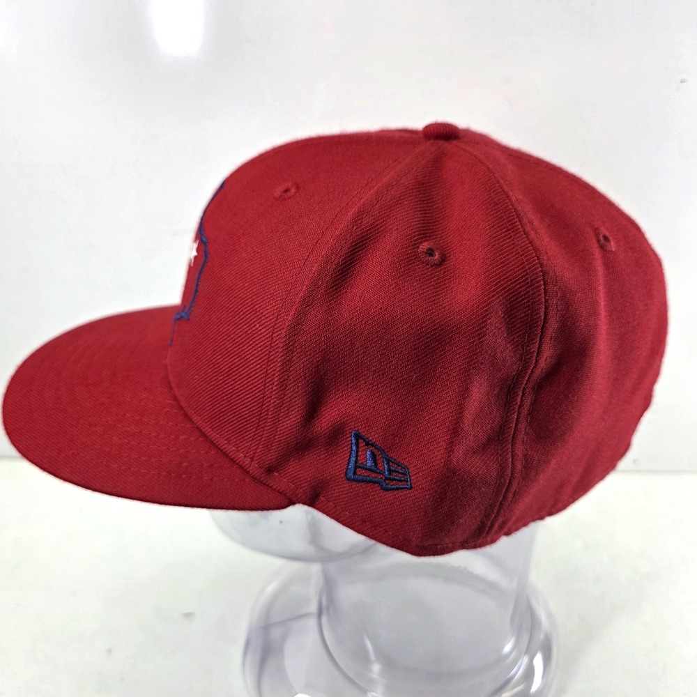 Texas Rangers Red Snapback Hat Texas State Outline Adult Size 8, MLB New Era 59 - Picture 6 of 12